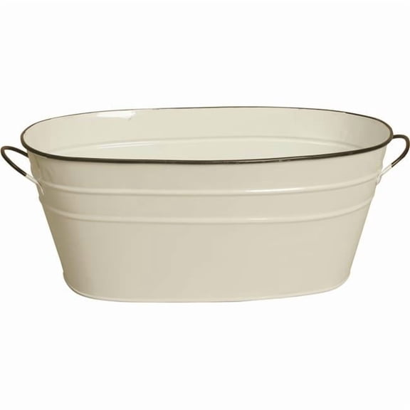 Wald Imports 8682-D6 6 in. Pearl White Metal Planter, Double