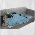 thumbnail image 6 of Sports Soft Flannel Fleece Throw Blanket, American Football League Game Rugby Player Run Original Retro Illustration, Cozy Plush for Indoor and Outdoor Use, 50" x 60", Blue Black White, by Ambesonne, 6 of 6