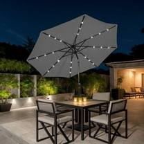 Resenkos Outdoor Garden Umbrella,Market Umbrella,10 Feet Outdoor Patio Umbrella with Bright Solar LED Lights-Gray