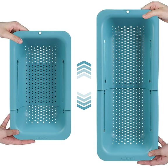 Over the Sink Colander Strainer Basket - Wash Vegetables and Fruits, Drain Cooked Pasta and Dry Dishes - Extendable - New Home Kitchen Essentials