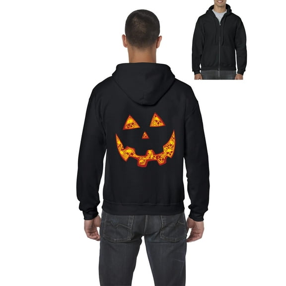 IWPF - Men's Sweatshirt Full-Zip Pullover - Halloween Costume Pumpkin Face