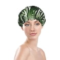 thumbnail image 3 of Easygdp Tropical Palm Leaves1 Shower Caps for Women, Double Waterproof Layers Shower Cap, Quick Drying Bath Hair Cap Reusable, 3 of 9