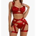 thumbnail image 1 of Coordinado Tanga Brassier Sexy Lenceria Para Mujer 5 Piezas Modelo Rojo Talla M, 1 of 4
