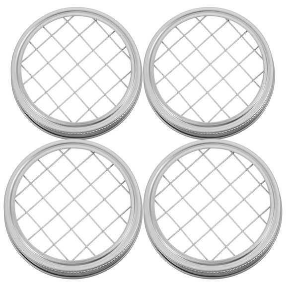 Masteelf 4pcs Silver Stainless Steel Frog Accessories for Bathroom Use Jar Lids with Flower Insert