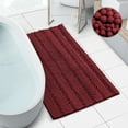 thumbnail image 1 of Clara Clark Bath Rug Chenille Bath Mat, Super Soft Absorbent Bathroom Rug Large, Red, 1 of 10