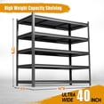 thumbnail image 2 of 72"H Heavy Duty Hotel Commercial Storage Shelves, 40"W 5 Tier 3000LBS Steel Metal Shelving Unit, Adjustable Shelves for Linens, Toiletries & Hotel Supplies Storage Black, 2 of 8