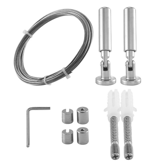 Wall Mount Curtain Wire Rod Set for Art Display - Stainless Steel Photo Hanging Wire xwm25