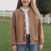 Siilsaa Girls and Toddler Long Sleeve Cable Knit Cardigan Sweater Coffee,4-5 Years