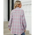 thumbnail image 5 of jinghuiyue Women Flannel Plaid Shirt Classic Button Down Long Sleeve Shirts Casual Business Cropped Tops with Pocket L, 5 of 7