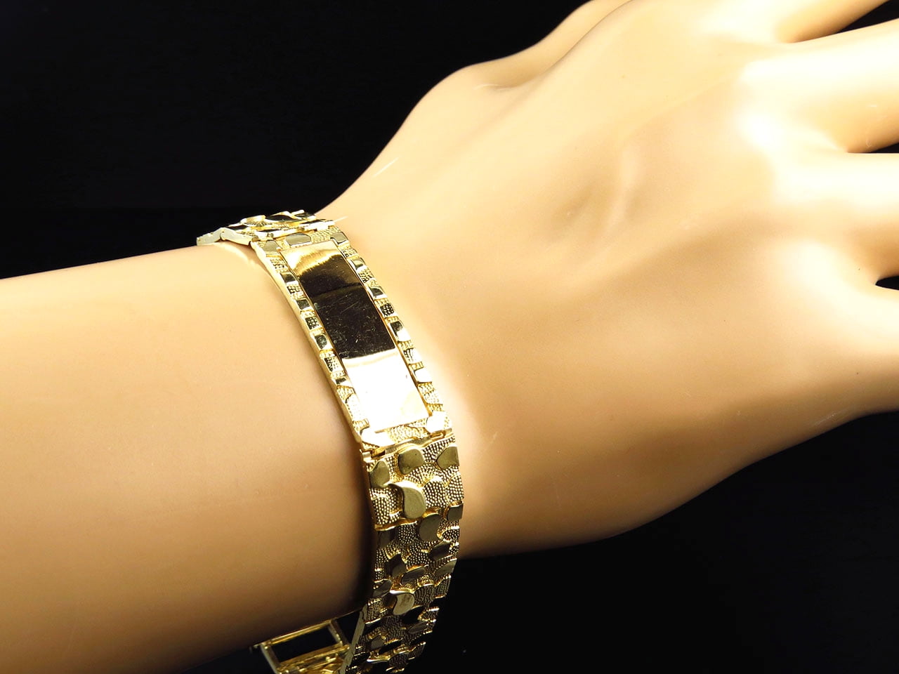 Gold nugget id bracelet sale