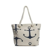 Gravity Travels Anchors Wide Beach Tote Bag - Navy