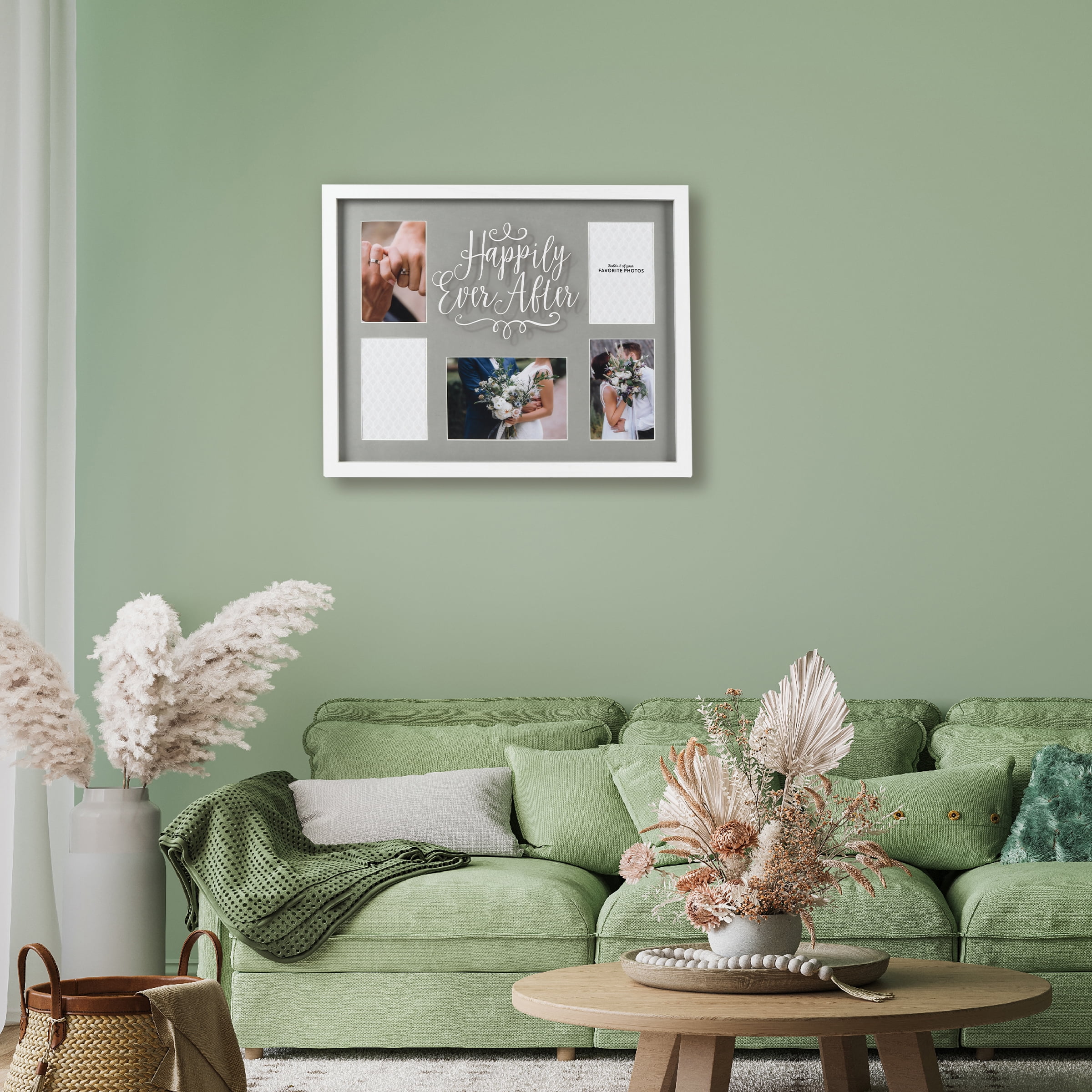 Prinz 5-Opening Happily Ever After Collage Picture Frame, Holds (4) 4x6, (1) 5x7 Photos, Grey