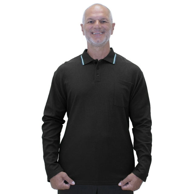 Silvert's Polo à Manches Longues pour Hommes, Grande Taille 3TG, Ébène