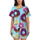 thumbnail image 1 of Balery Donuts Conjunto de Pijama para Mujer con Estampado, Dos Piezas de Manga Corta y Shorts, Ropa de Dormir Suave con Cuello Redondo y Bolsillos-3X-Large, 1 of 6