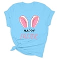 thumbnail image 3 of Alun Happy Easter T Shirts for Women Cute Bunny Ears Graphic Tees Casual Short Sleeve Crewneck Top for Easter's Day Outfit 2026 Spring Summer Workout T-Shirt Sky Blue M, 3 of 3