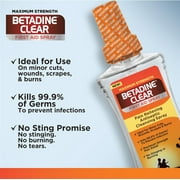 Betadine Clear First Aid Spray, Antiseptic Cleansing Spray, 6 oz, No Stinging, Pain Relieving Strength