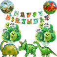thumbnail image 2 of Globos de aluminio de dinosaurio verde, decoración de feliz cumpleaños, globos de fiesta de dinosaurios ROAR, pancarta, suministros de dinosaurios de animales de la jungla, globos de juguete, 2 of 5