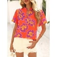 thumbnail image 5 of PRETTYGARDEN Boho Short Sleeve Floral Work Blouses for Women Dressy Casual V Neck Puff Sleeve Loose Chiffon Flowy Tops Shirts, 5 of 7
