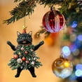 thumbnail image 3 of Gato navideño en árbol de Navidad Adorno colgante acrílico 2D Charm para espejo retrovisor del coche Regalos navideños para amantes de los gatos, 3 of 7