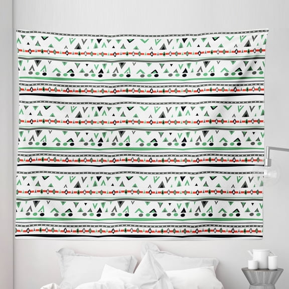 Tribal Tapestry, Style Traditional Aztec Pattern Old Fashioned Hippie Boho Influences, Fabric Wall Hanging Decor for Bedroom Living Room Dorm, 5 Sizes, Multicolor, by Ambesonne