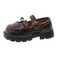 thumbnail image 2 of Brown Girls Platform Mary Janes Chunky Sole School Shoes for Kids Adjustable Buckle Strap Round Toe Casual Comfortable Shoes,Size 8.5-9T, 2 of 5