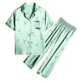 thumbnail image 2 of DAKIMOE Silk Satin Pajamas Set for Women Two-Piece Short Sleeve Shirt with Long Pajama Pant Set Soft Button Down Loungewear Nightwear Pjs Sleepwear for Women, 2 of 9
