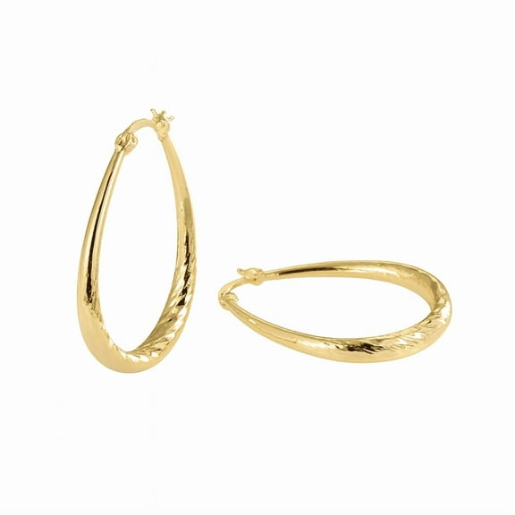 Gold Oval Hoop Earrings for Women, 14K Gold Plated Sterling Silver, Hypoallergenic, Lightweight Design, Ideal for Casual and Formal Outfits
