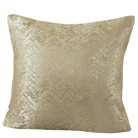 Violet Linen Eden Chevron Pattern, Polyester Fabric, Suede Backing, Glitter Effect Feeling, Gold , 18 Inch x 18 Inch, Square, Decorative Accent Throw Pillow