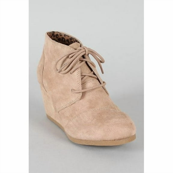 City Classified Rex Women's Lace Up Faux Leather Ankle Wedge Boots