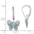 thumbnail image 2 of 925 Sterling Silver Blue Topaz Diamond Earrings Drop Dangle Animal Butterfly, 2 of 6