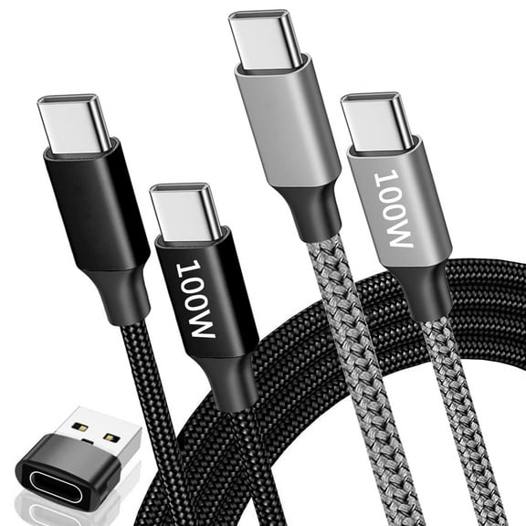 100W USB C to USB C Cable [2 Pack 3FT 6FT] Type C Charger Cord Fast Charging Nylon Braided C to C Cable Compatible with iPhone 16/15 Pro Max Plus iPad Pro MacBook Samsung Galaxy S25 S24 S23 Pixel