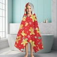 thumbnail image 6 of Red Christmas Gingerbread Man Pattern Hooded Bath Towel，60"x35" for Ages 3 To 12 Kids, Quick Dry Lightweight Soft Microfiber Hood Beach Towel Cover Up for Kids, 6 of 7