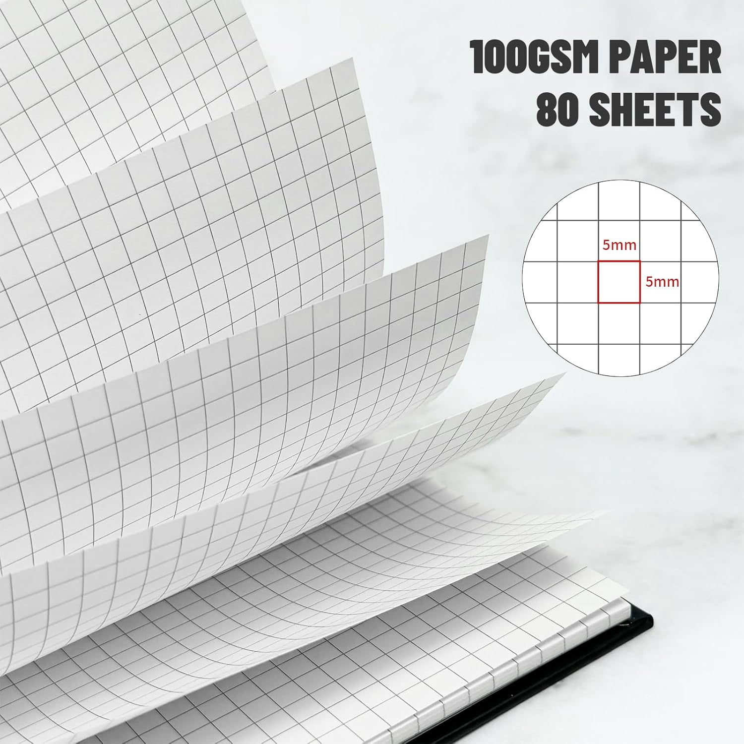 4pc Mint Green B5 Graph Spiral Notebook Set, 7.48" x 10.18" Grid Journal, 5mm Square Paper 100GSM