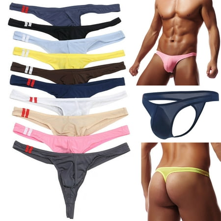 Mens Low Rise Bulge Pouch G-string Shorts T-back Thong Briefs