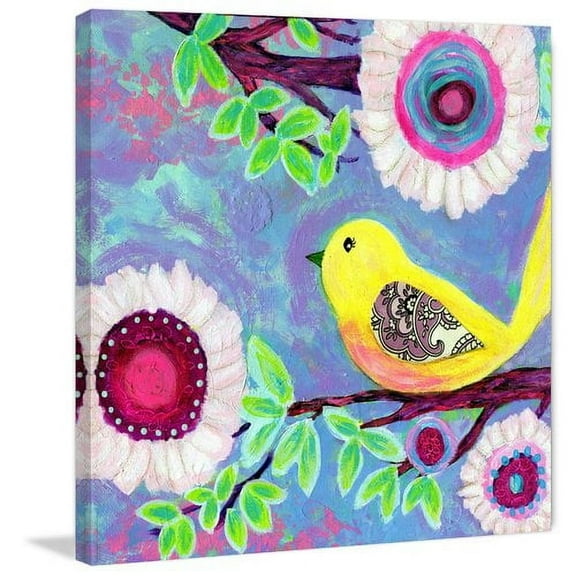 Marmont Hill "Bird on Branch" by Jill Lambert Painting Print on Wrapped Canvas