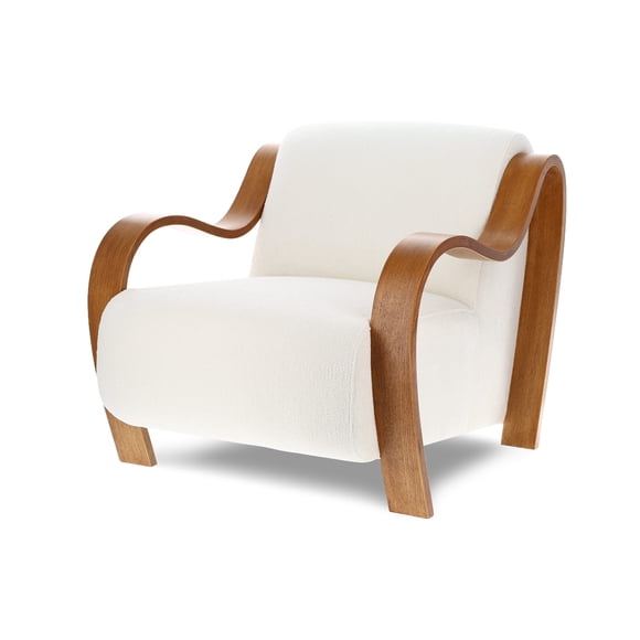 Valencia Alexis Boucle Fabric Accent Chair | Premium Boucle Fabric, Artisinal Kiln Dried Wood, Superior Comfort, Cream