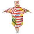 thumbnail image 2 of FORMRS Wearable Blanket Hoodie with Sleeves for Kids Cozy Flannel Sweatshirt, Striped Lemon, 2 of 7