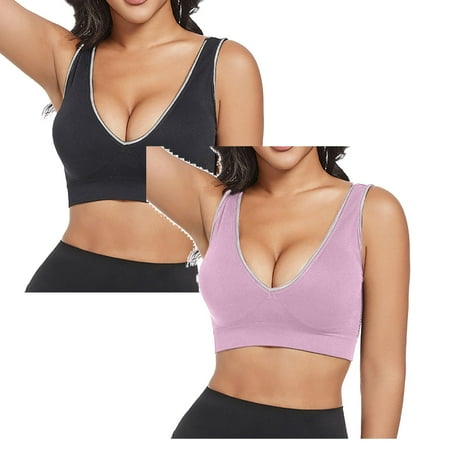 LUOGENLI Women Bras Push up with Wire Women s Front Side Buckle Lace Edge without Steel Ring Movement Seamless Gathering Adjustment Yoga Sleep Large Bra 2Pcs XXXXXL