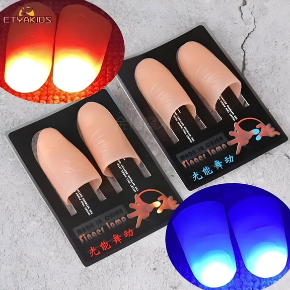 BESTSKY 2pcs/set Magic Finger Thumbs Light Toys for Adult Magic Trick Props Blue Light Led Flashing Fingers Party Concert Finger Light