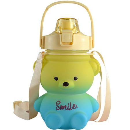

Fovolat Bottle With Bear Shape 1100ml Cute Cartoon Straw Bottle with One-Click Button Bear Shaped Water Bottle Large Capacity Cute Leakproof Dustproof for Camping Sports Travel Hiking Summer welcoming