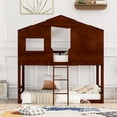 thumbnail image 2 of Harper & Bright Designs Twin Over Twin House Bunk Bed with Ladder, Twin Wood Bed Frame with Roof Design for Teens, Boys and Girls, Walnut, 2 of 14