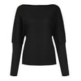 thumbnail image 7 of Tiqkatyck Off Shoulder Tops for Women, Women's Fashion Casual Solid Color Threaded One Line Collar Long Sleeve Shirts Pullover, Sweatshirt for Women, Tops for Women Trendy Black L, 7 of 7