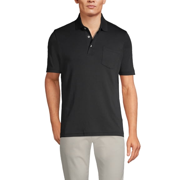 Lands' End Men's Premium American-Grown Supima Cotton Polo Shirt, Short Sleeve, Pocket - Big & Tall Sizes Available