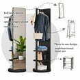 thumbnail image 6 of 360° Rotating 66"x14" Multifunctional Full Length Mirror with Hook Storage Rack Coat Rack, Solid Wood Floor Mirror Bedroom Living Room Cloakroom Space Saving, 6 of 6