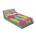 thumbnail image 2 of Ambesonne Modern Fitted Sheet & Pillow Sham Set, Abstract Colors Triangle, Twinxl, Multicolor, 2 of 2