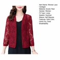 thumbnail image 7 of Joernso Women Lace Cardigan Open Front 3/4 Sleeves Flower Pattern Solid Color Sheer Sun Protection Breathable Ladies Summer Short Top Cover Up Streetwear, 7 of 7