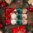 thumbnail image 3 of 12 piezas de adornos de bolas de Navidad de tela rosa y verde para árbol de Navidad, decoración de fiesta, colgante de esferas navideñas de Año Nuevo de 8 cm, 3 of 5