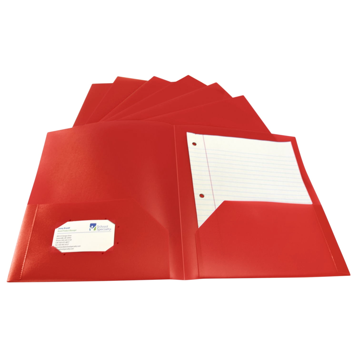 School Smart 2019637 Heavyweight Two-Pocket Poly Folder, Red - Pack of 25