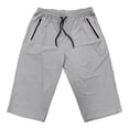 thumbnail image 4 of Timoontee Mens Casual Style Athletic Fit Drawstring Waist Elastic Waist Capri Pants Drawstring Closure Zipper Pockets Gray XXXL, 4 of 6