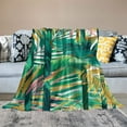 thumbnail image 2 of Nawypu  Leaf Blanket Cozy Flannel Palm Leaf Throw Blanket Monstera Throw Green Stripes Plush Tropical Rainforest Blanket for Adults Soft Plant Blanket for Couch Sofa Camping, 2 of 6